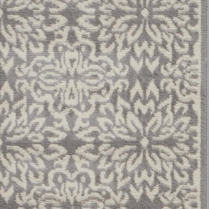 2' X 4' Gray Floral Power Loom Area Rug