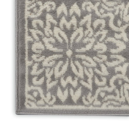 2' X 4' Gray Floral Power Loom Area Rug