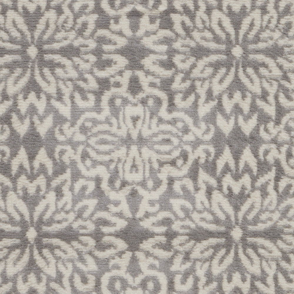 2' X 4' Gray Floral Power Loom Area Rug