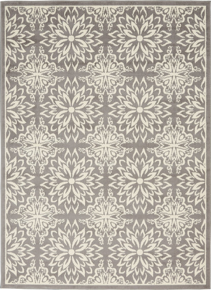 5' X 7' Gray Floral Power Loom Area Rug