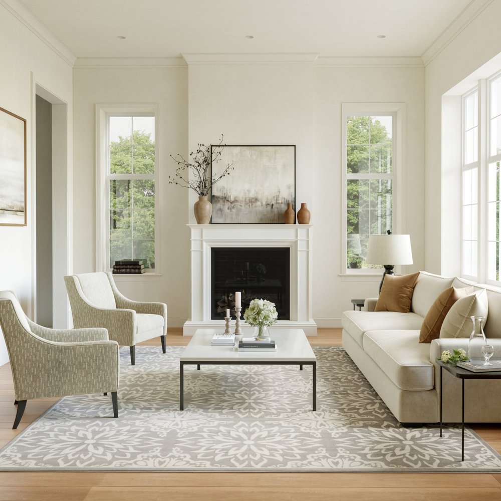 6' X 9' Gray Floral Power Loom Area Rug