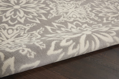 6' X 9' Gray Floral Power Loom Area Rug