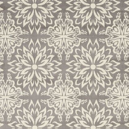 6' X 9' Gray Floral Power Loom Area Rug