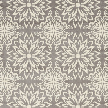 6' X 9' Gray Floral Power Loom Area Rug