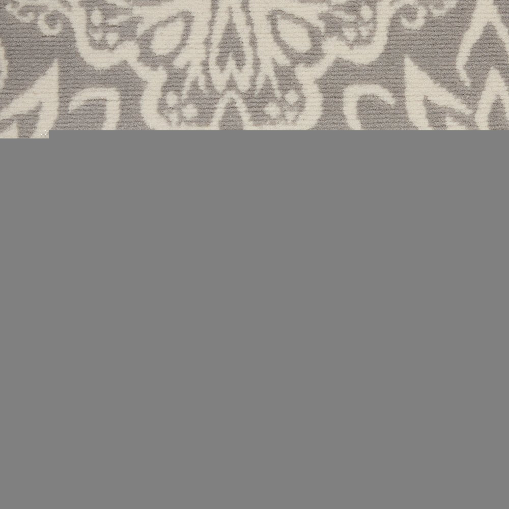 4' X 6' Gray Floral Power Loom Non Skid Area Rug