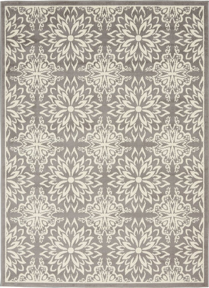 4' X 6' Gray Floral Power Loom Non Skid Area Rug