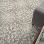 4' X 6' Gray Floral Power Loom Non Skid Area Rug