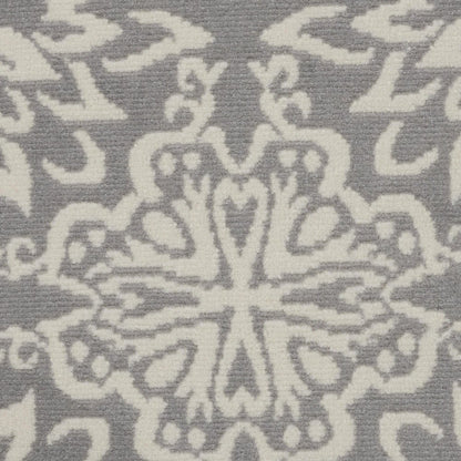 5' Gray Round Floral Power Loom Area Rug