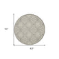 5' Gray Round Floral Power Loom Area Rug