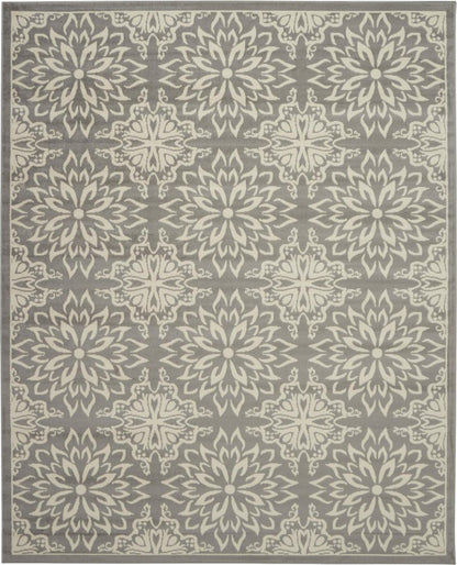 7' X 10' Gray Floral Power Loom Area Rug