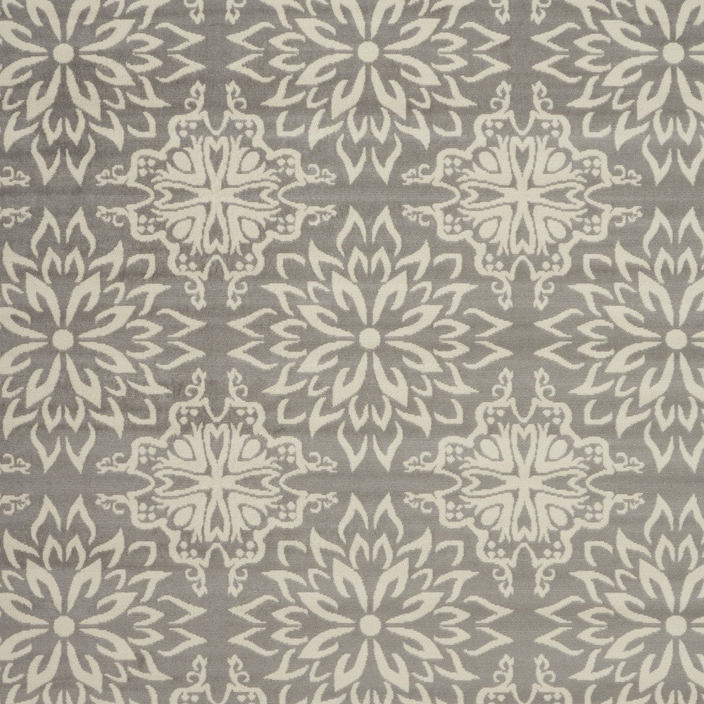 7' X 10' Gray Floral Power Loom Area Rug