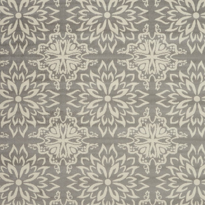 7' X 10' Gray Floral Power Loom Area Rug