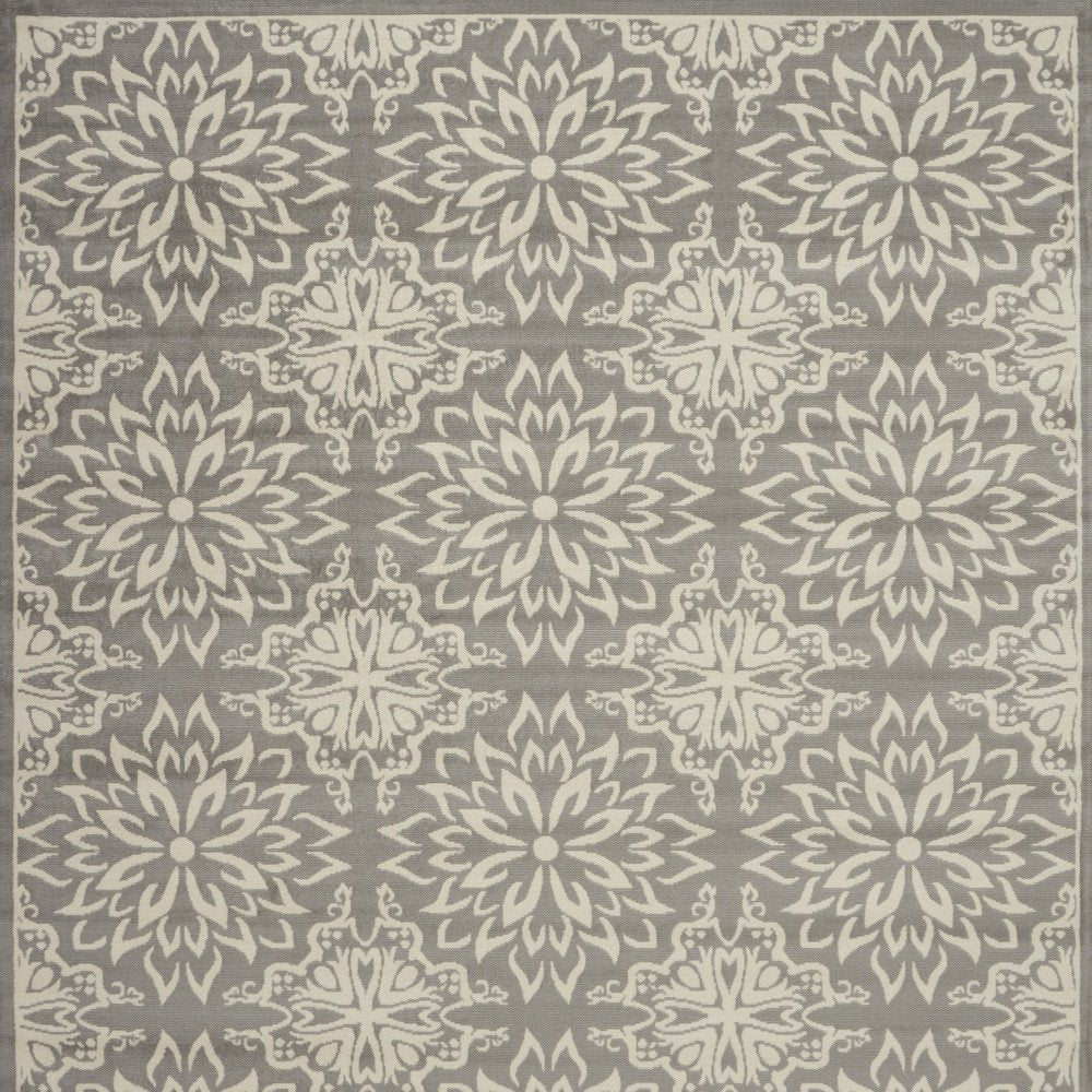 8' X 10' Gray Floral Power Loom Area Rug