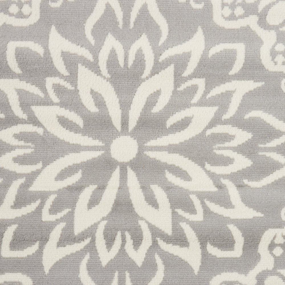 8' X 10' Gray Floral Power Loom Area Rug