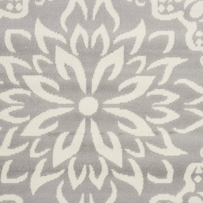 8' X 10' Gray Floral Power Loom Area Rug