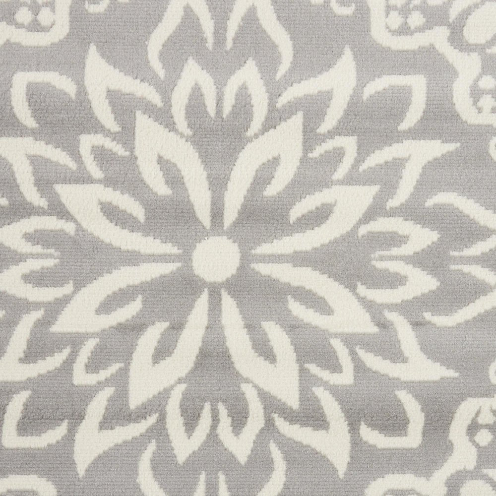 8' X 10' Gray Floral Power Loom Area Rug
