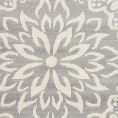 8' X 10' Gray Floral Power Loom Area Rug
