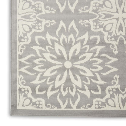 8' X 10' Gray Floral Power Loom Area Rug