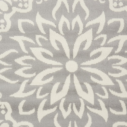 8' X 10' Gray Floral Power Loom Area Rug