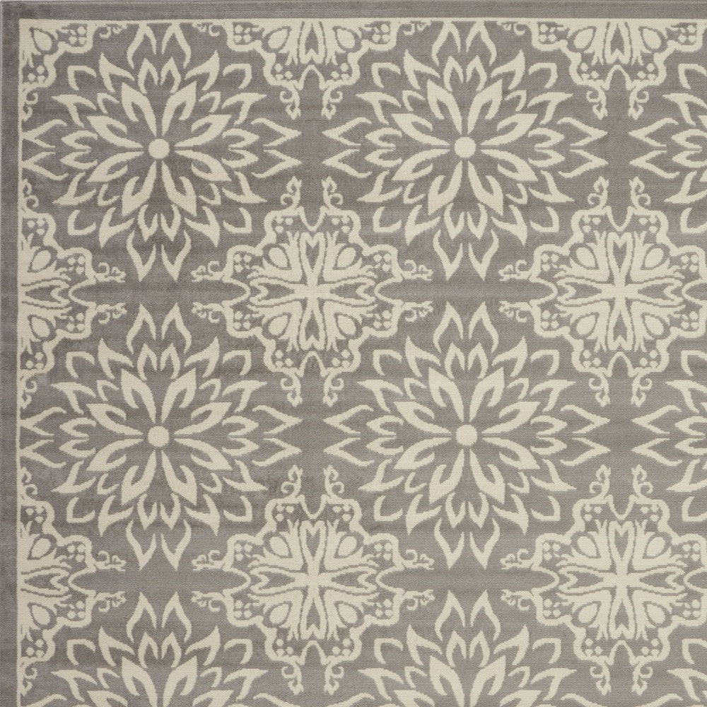 8' X 10' Gray Floral Power Loom Area Rug