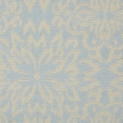7' Light Blue Floral Power Loom Runner Rug