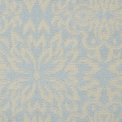 7' Light Blue Floral Power Loom Runner Rug