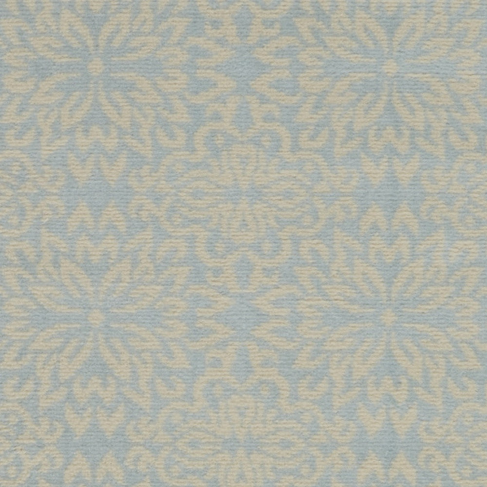 7' Light Blue Floral Power Loom Runner Rug