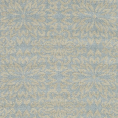 7' Light Blue Floral Power Loom Runner Rug