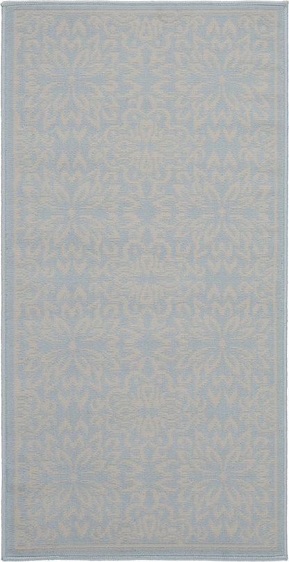 2' X 4' Light Blue Floral Power Loom Area Rug