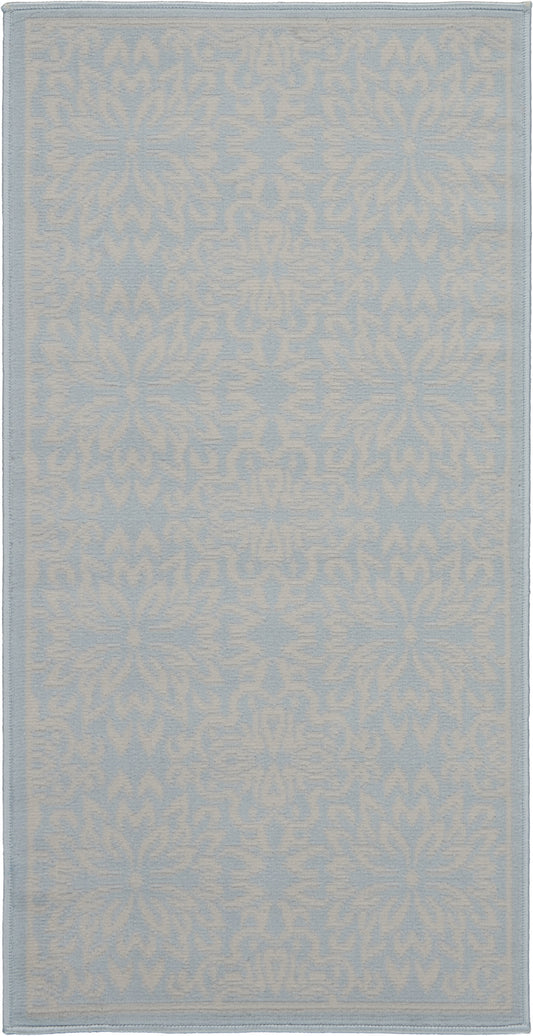 2' X 4' Light Blue Floral Power Loom Area Rug