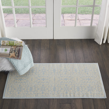 2' X 4' Light Blue Floral Power Loom Area Rug