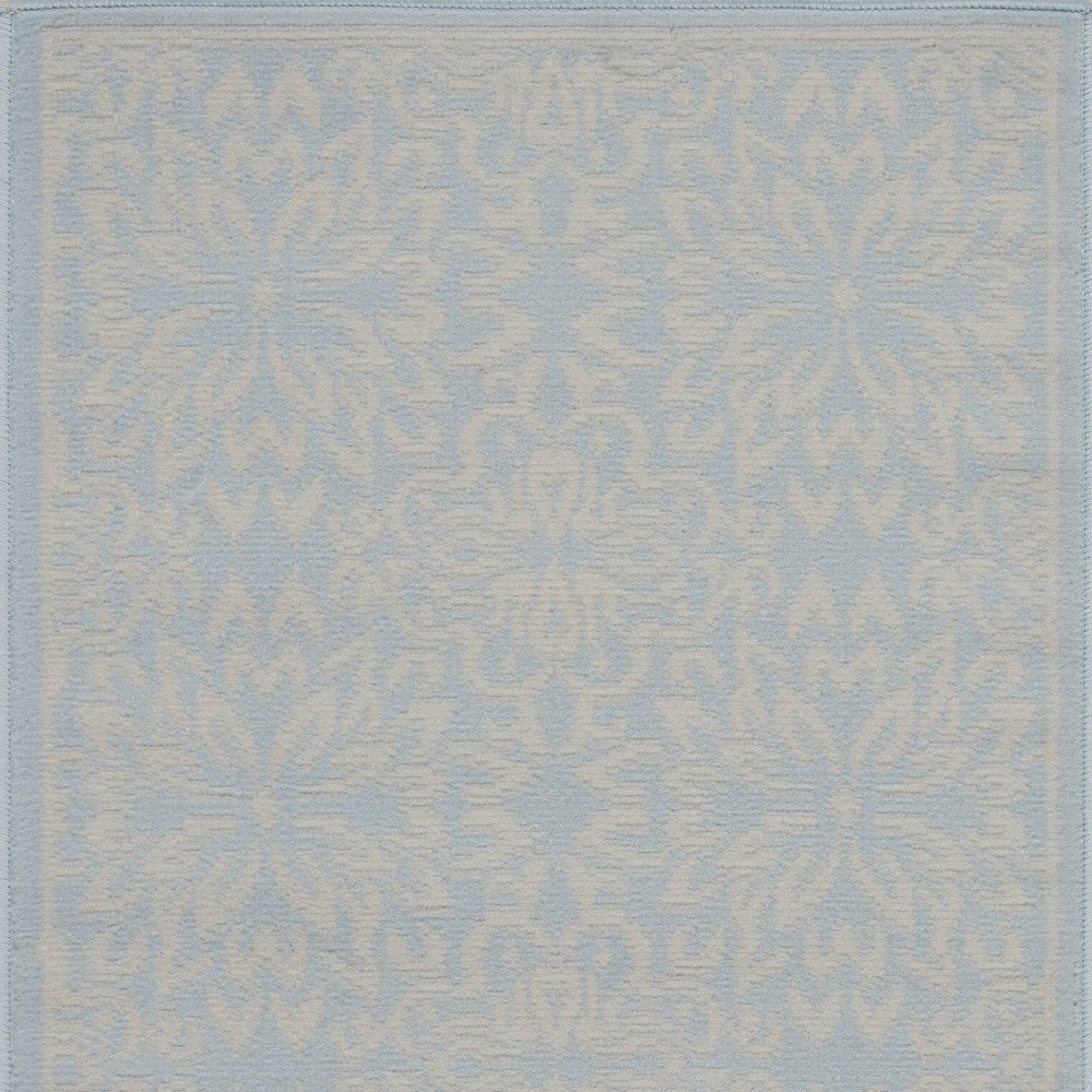 2' X 4' Light Blue Floral Power Loom Area Rug