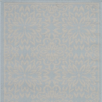 2' X 4' Light Blue Floral Power Loom Area Rug