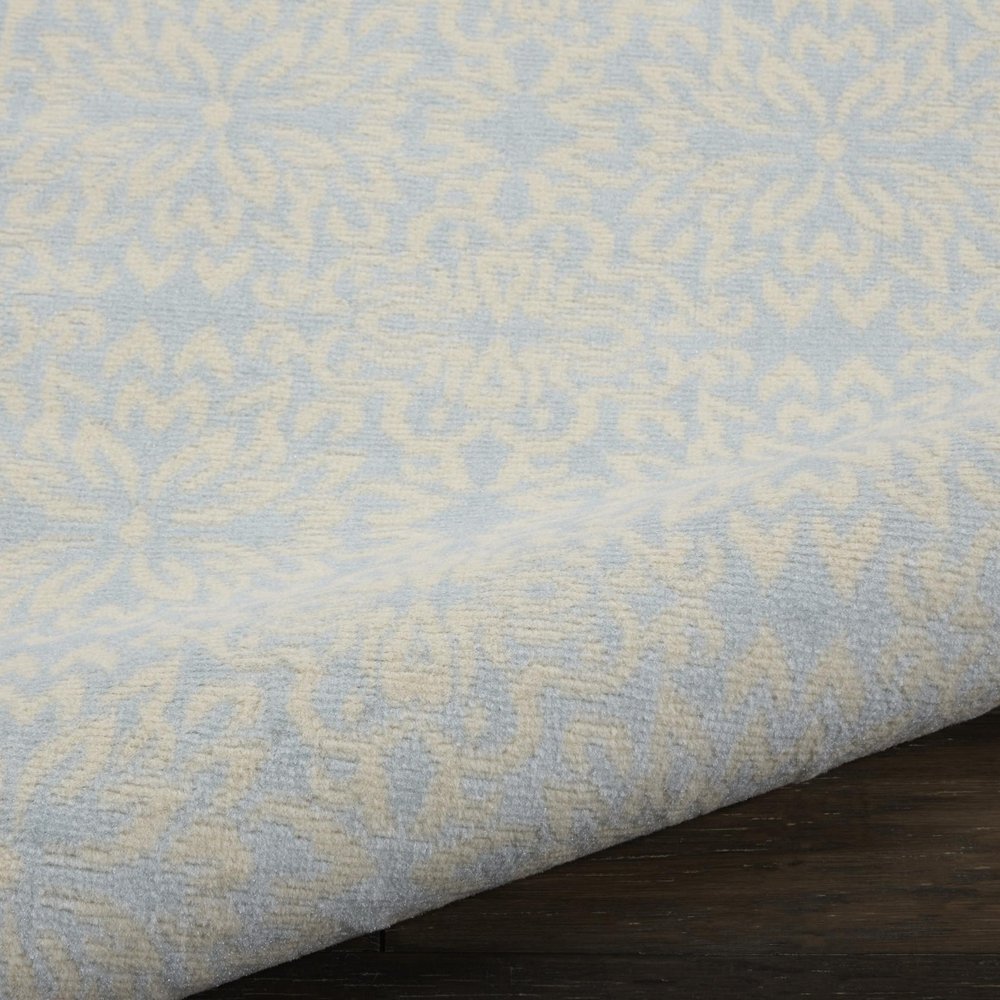 2' X 4' Light Blue Floral Power Loom Area Rug