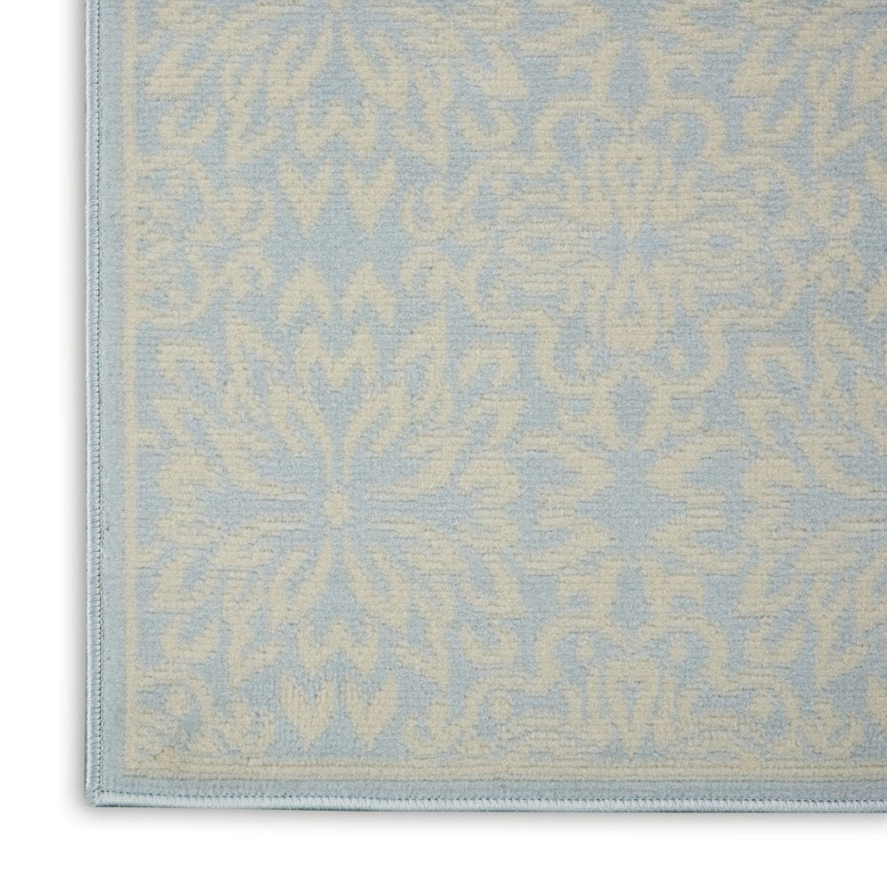 2' X 4' Light Blue Floral Power Loom Area Rug