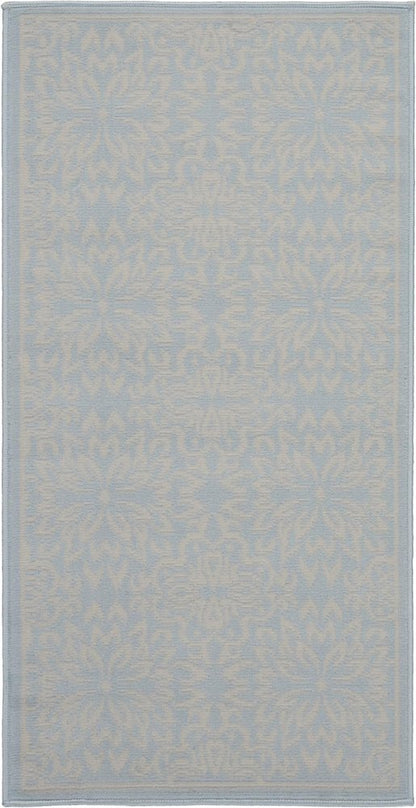 2' X 4' Light Blue Floral Power Loom Area Rug