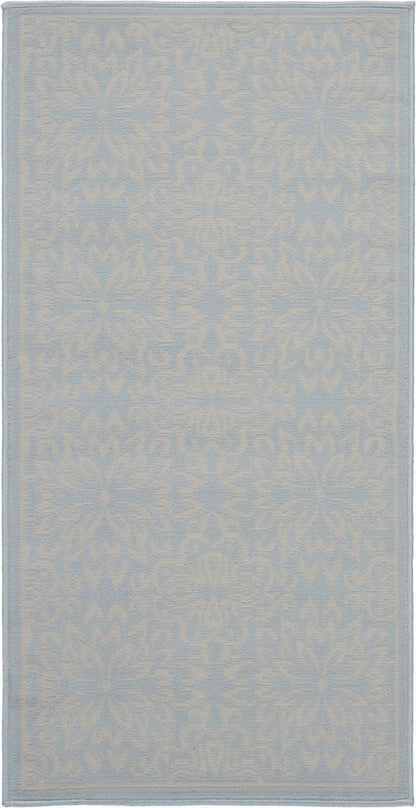 2' X 4' Light Blue Floral Power Loom Area Rug