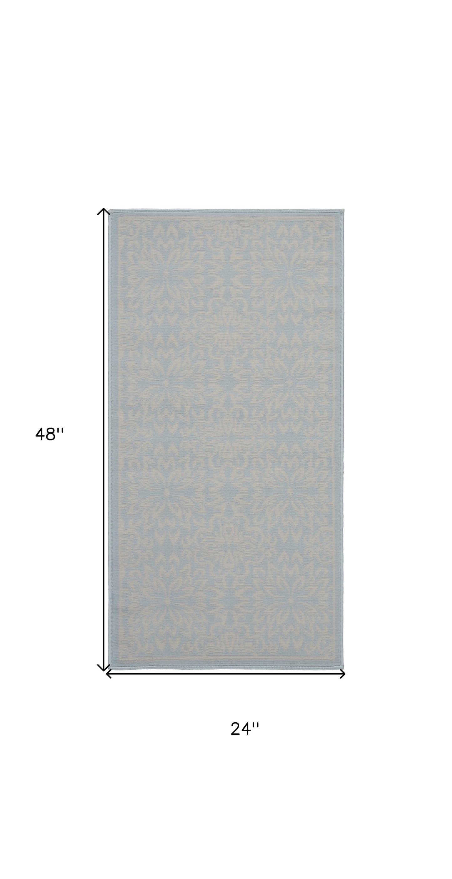 2' X 4' Light Blue Floral Power Loom Area Rug