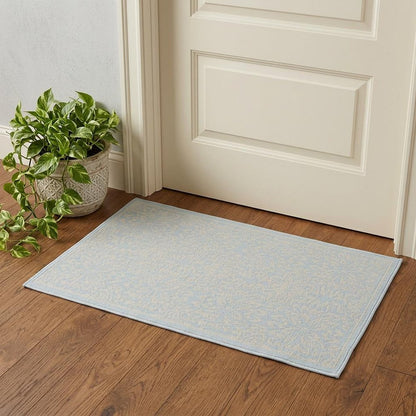 2' X 4' Light Blue Floral Power Loom Area Rug