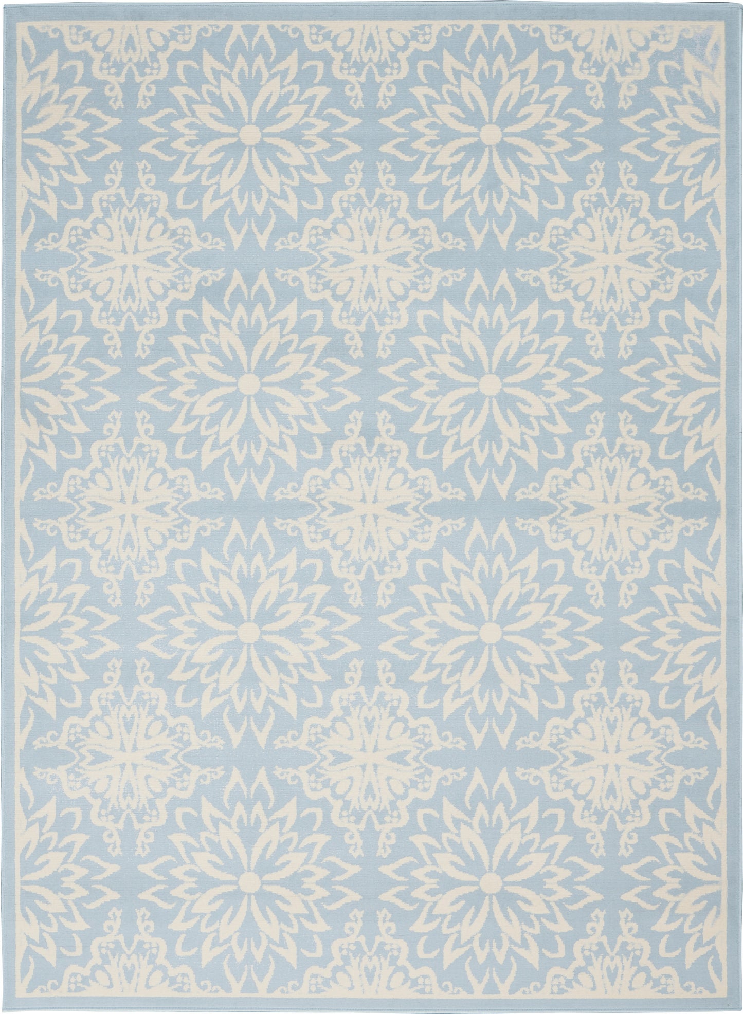 5' X 7' Light Blue Floral Power Loom Area Rug