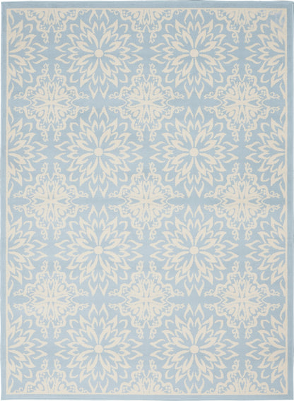 5' X 7' Light Blue Floral Power Loom Area Rug