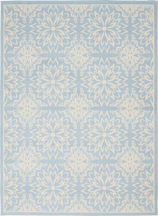 5' X 7' Light Blue Floral Power Loom Area Rug