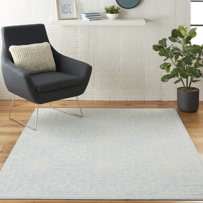 5' X 7' Light Blue Floral Power Loom Area Rug