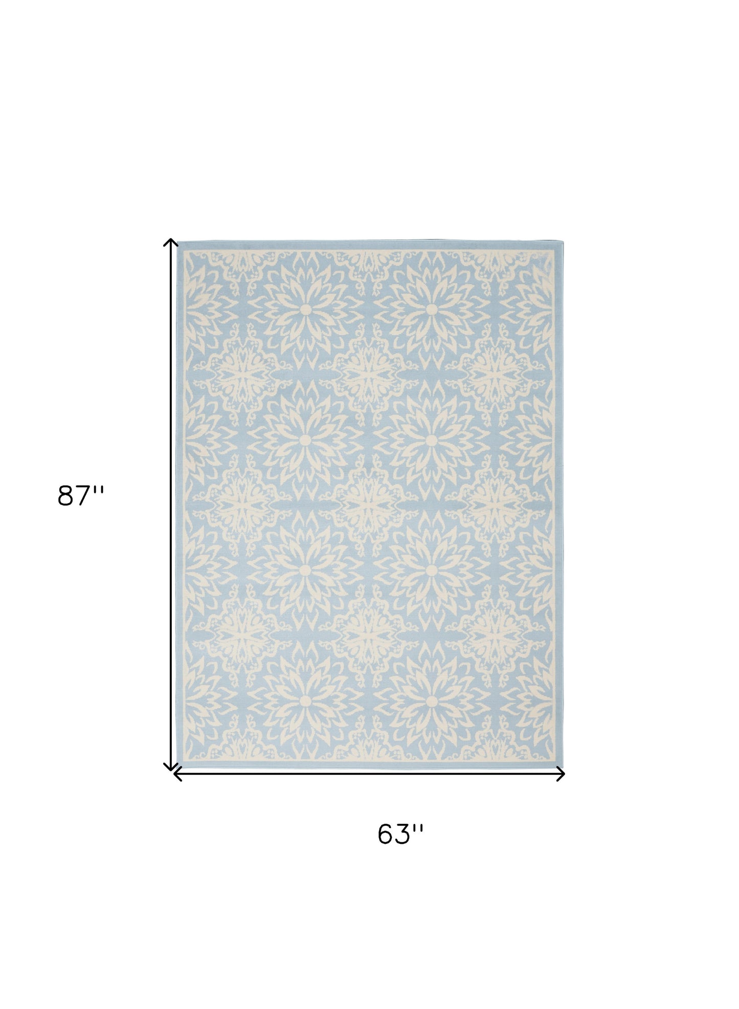 5' X 7' Light Blue Floral Power Loom Area Rug