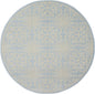 5' Light Blue Round Floral Power Loom Area Rug