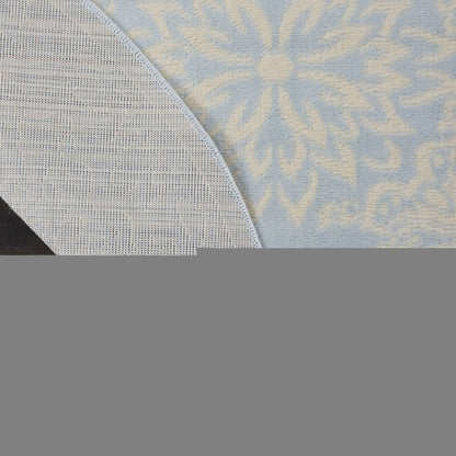 5' Light Blue Round Floral Power Loom Area Rug