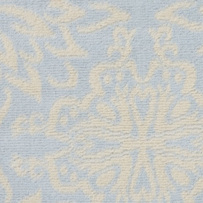 5' Light Blue Round Floral Power Loom Area Rug