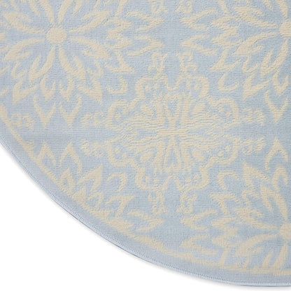5' Light Blue Round Floral Power Loom Area Rug