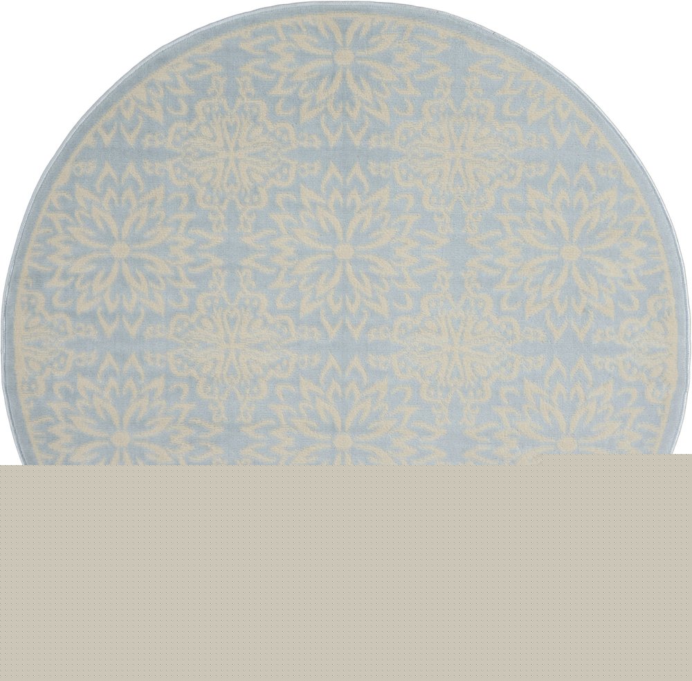 5' Light Blue Round Floral Power Loom Area Rug