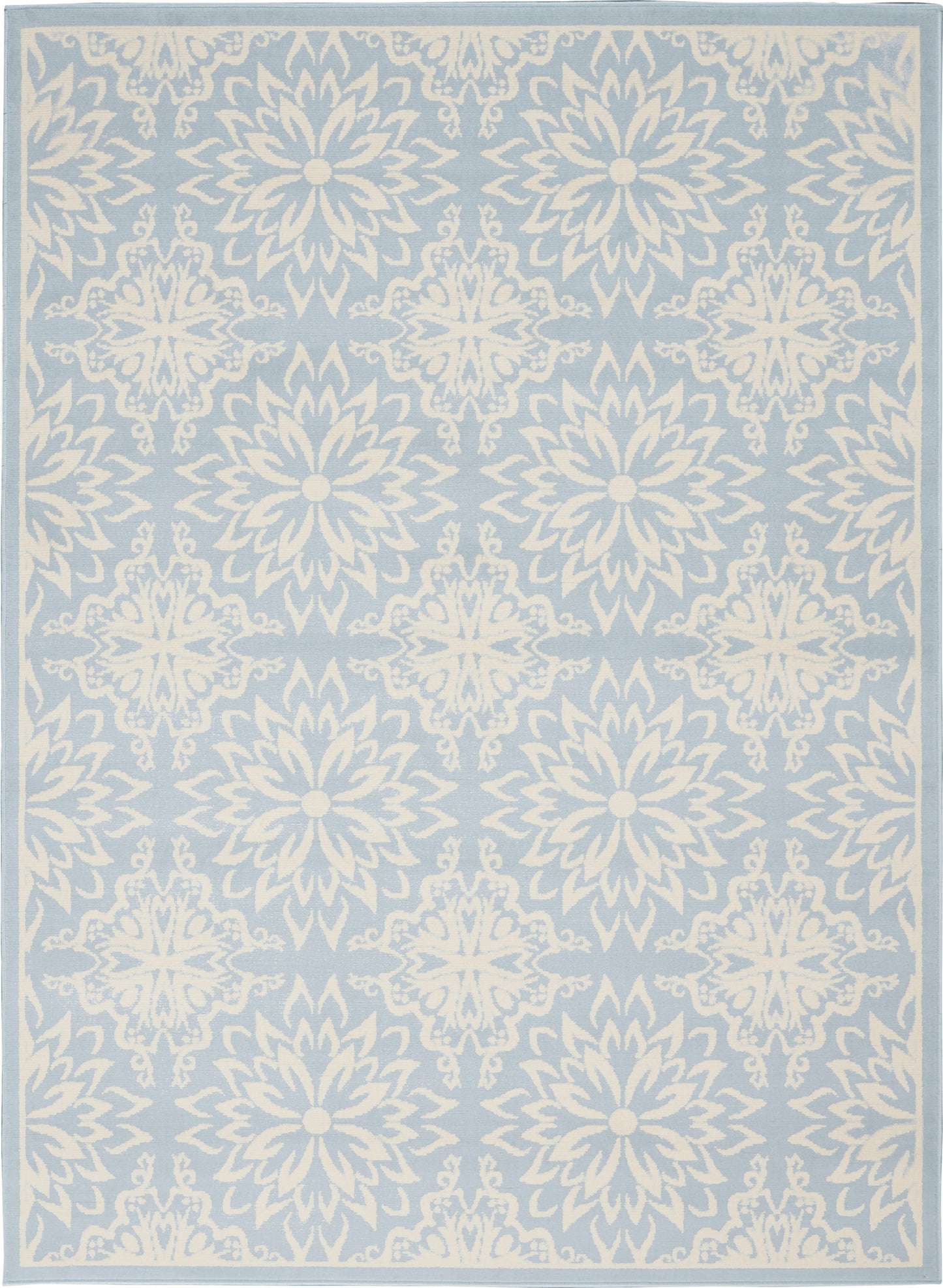 4' X 6' Light Blue Floral Power Loom Area Rug